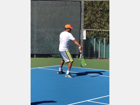 Left photo of tennis players
