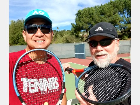 Left photo of tennis players