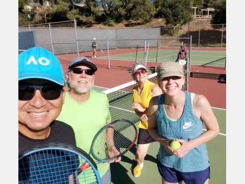 Left photo of tennis players