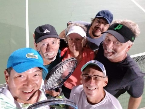Left photo of tennis players
