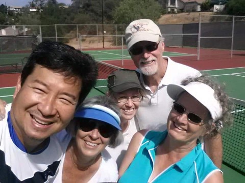 Left photo of tennis players